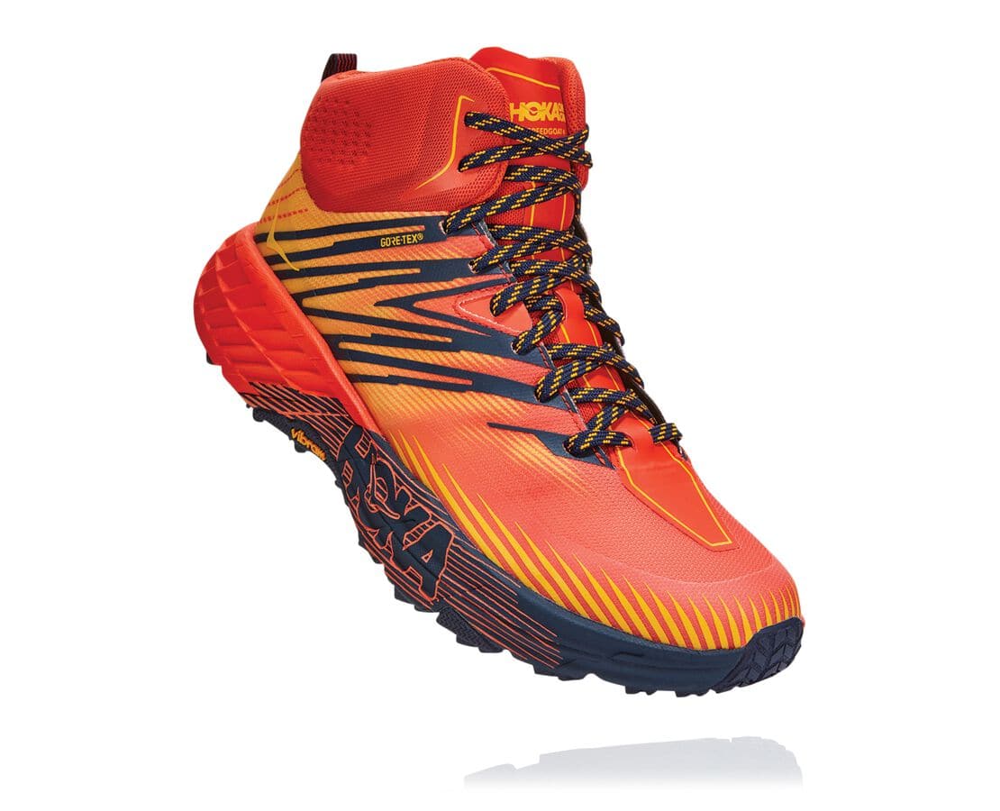 Hoka One One Speedgoat Mid Gore-Tex 2 Philippines - Mens Hiking Boots - Red / Gold | TY6932785